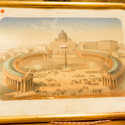 litografia veduta S. Pietro cornice oro zecchino '800