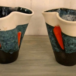 Coppia vasi ceramica Elchinger Francia '1960 cm diam 27 h. 23