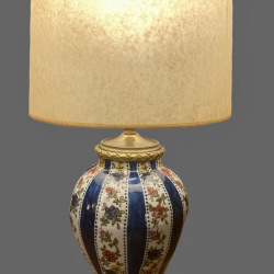 Lampada ceramica decorata base bronzo h. cm50