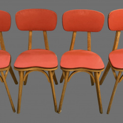 4 sedie Baumann anni '60 faggio e sky