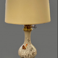 Lampada ceramica decori floreali h. cm 56